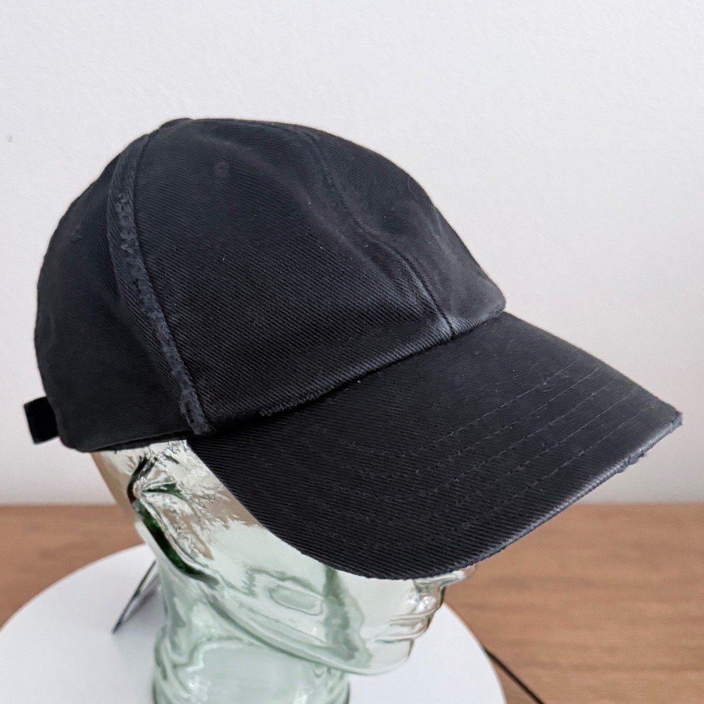 Saint Laurent YSL Distressed Cotton Baseball Cap Black Hat Size 57 NEW